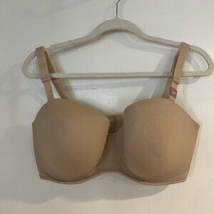 Lane Bryant Cacique Smooth Boost Strapless Multi-way Boned Beige Bra 40DDD NEW
